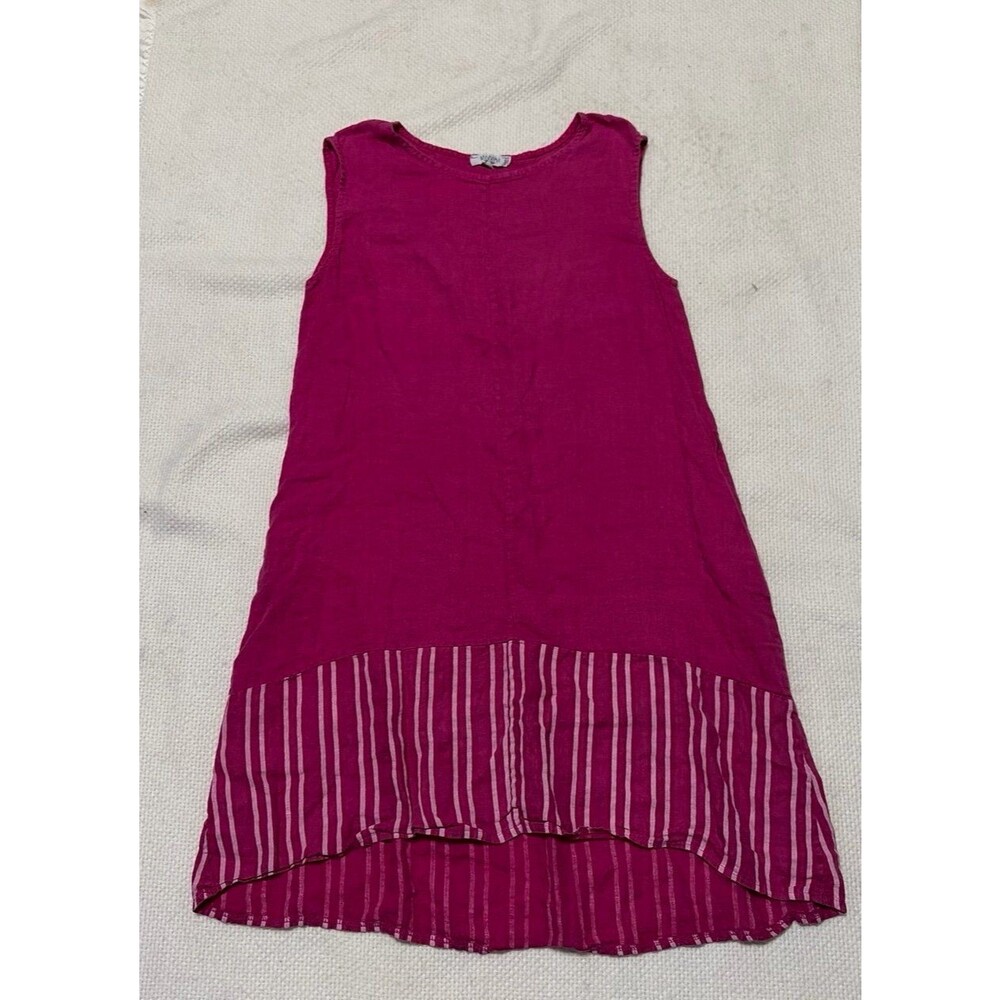 Allegra Nasetti Firenze 100% Linen Tunic Dress Pink Sleeveless Made in Italy L
